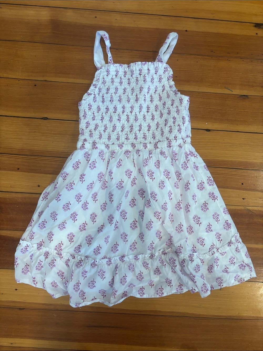 Crewcuts White Sundress with purple Floral Print and open back - Size 6